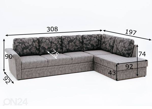 Угловой диван-кровать с ящиком Polo размеры