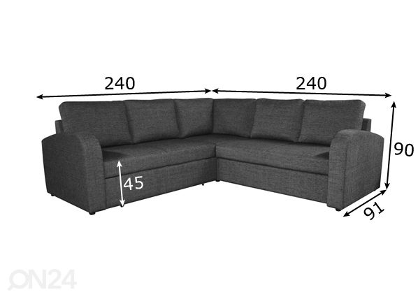 Угловой диван-кровать 2VN2 размеры