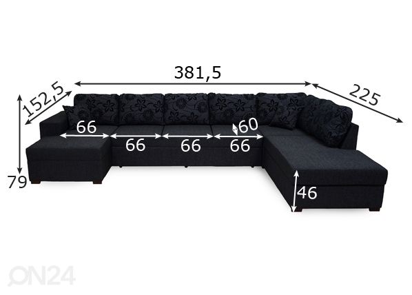 Угловой диван-кровать Dublin XXL Jumbo с ящиком размеры