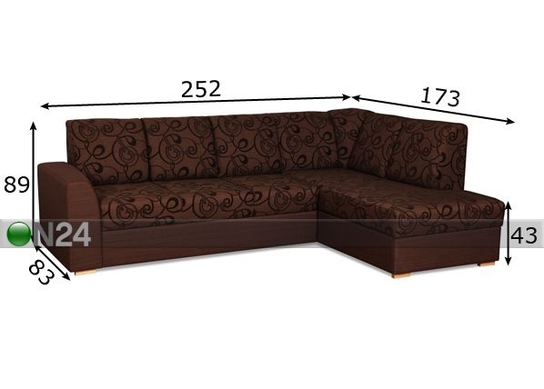 Угловой диван-кровать Elena размеры