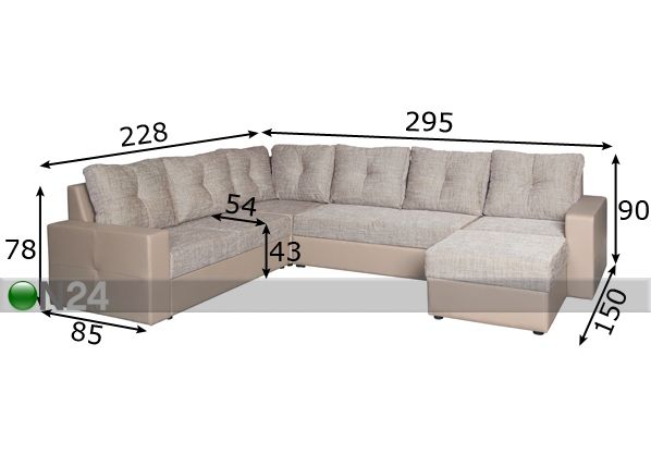 Угловой диван-кровать Galeria Plus размеры