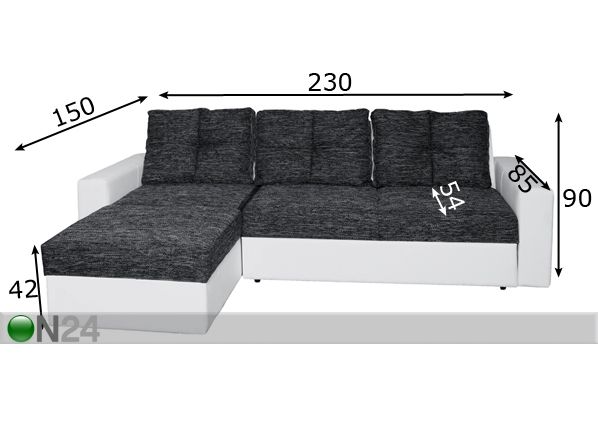 Угловой диван-кровать Gloria размеры