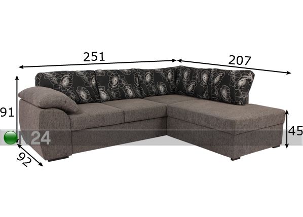 Угловой диван-кровать Liina размеры