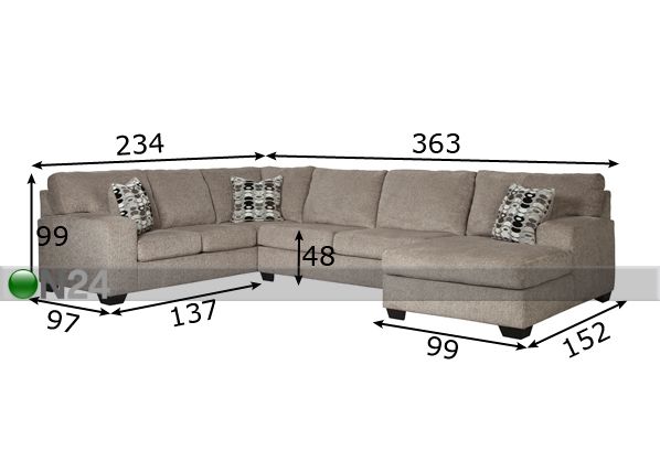 Угловой диван Alexia размеры