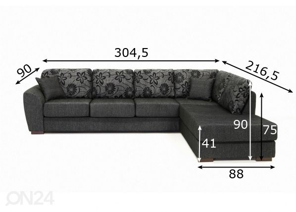 Угловой диван Amsterdam размеры