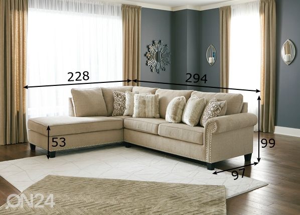 Угловой диван Dovemont размеры