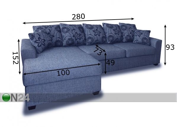 Угловой диван Grant 3 FS размеры