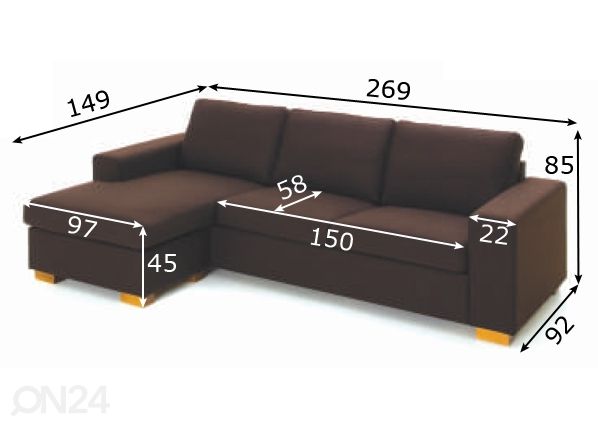 Угловой диван Helene размеры
