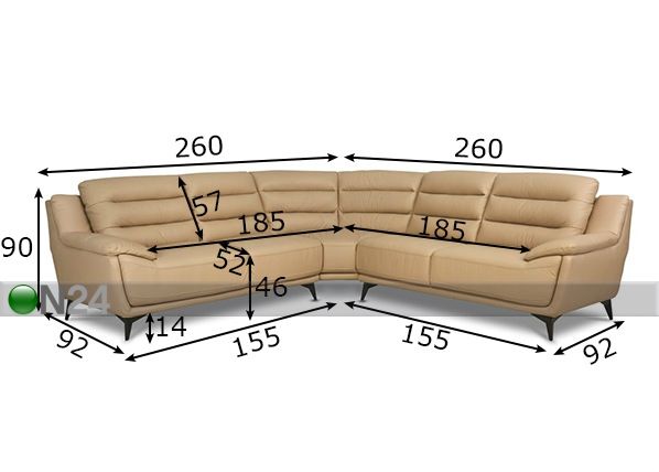 Угловой диван Louis размеры