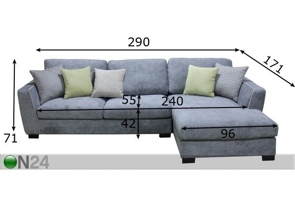 Угловой диван Lucinda размеры