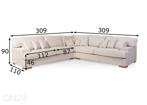 Угловой диван Maija размеры