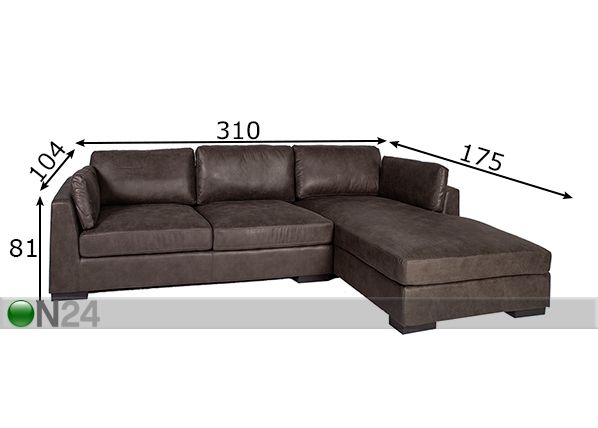 Угловой диван Malena, правый угол размеры