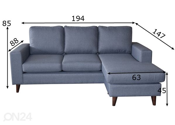 Угловой диван Mango 3FS Rico размеры