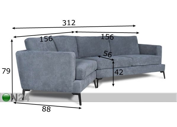 Угловой диван Melek размеры