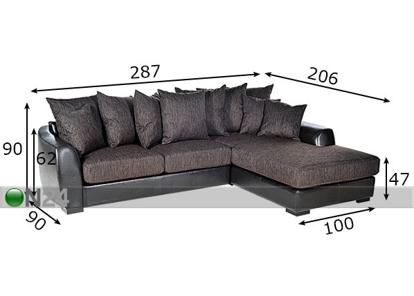 Угловой диван Rennes размеры