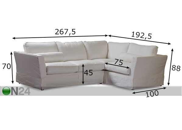 Угловой диван Shabby размеры