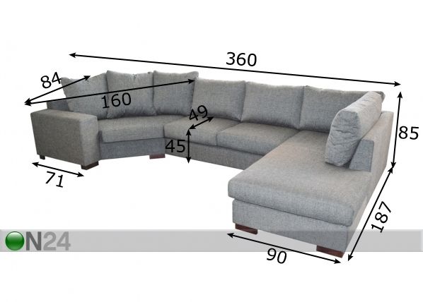 Угловой диван U3 размеры