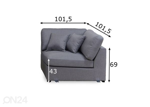 Угловой модуль дивана Comforto размеры