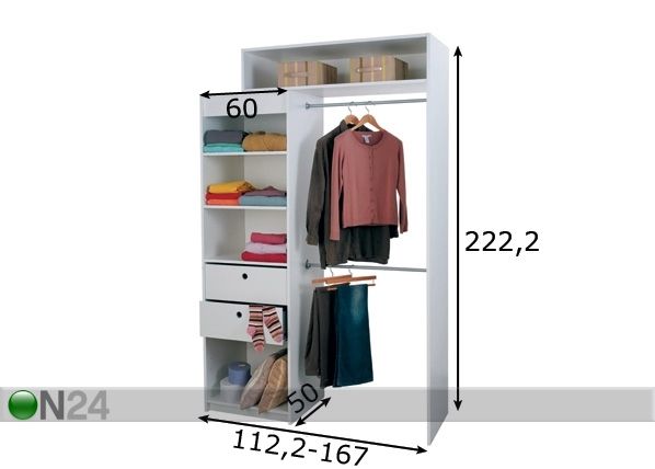 Удлиняемая гардеробная система Extensible размеры