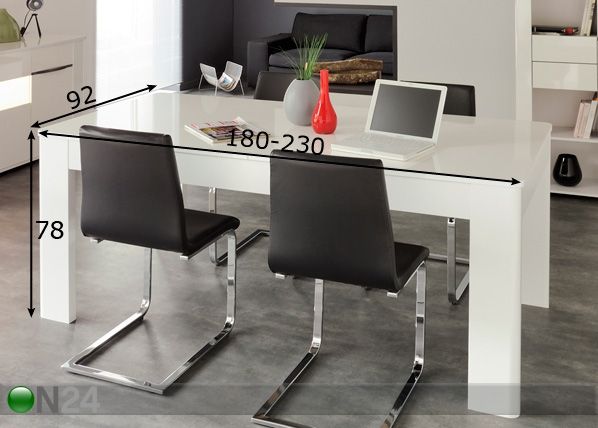 Удлиняемый обеденный стол Ceram 92x180-230 cm размеры