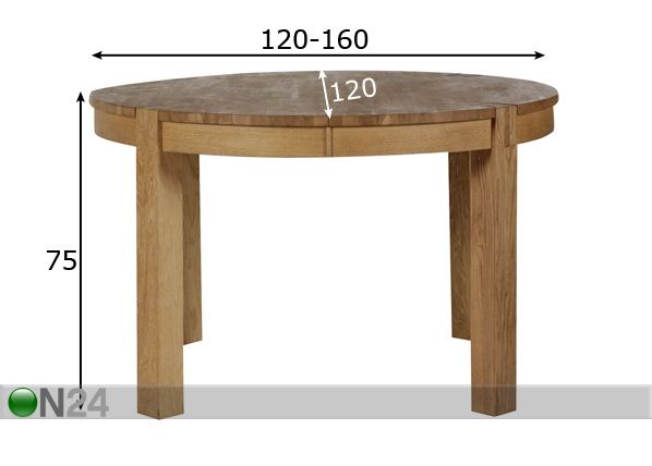 Удлиняемый обеденный стол Chicago 120x120-160 cm размеры