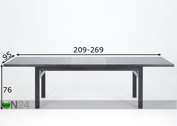 Удлиняемый обеденный стол Hudson 95x209-269 cm размеры
