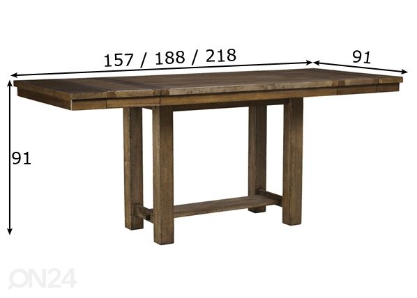 Удлиняющийся барный стол 157/188/218x91 cm размеры