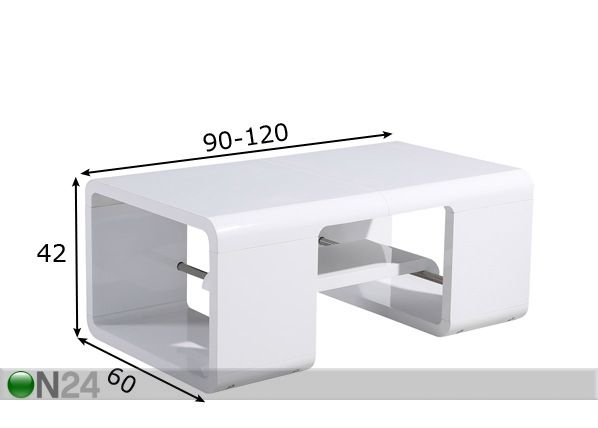 Удлиняющийся журнальный стол Adelaide 90-120x60 cm размеры