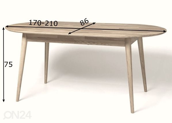 Удлиняющийся обеденный стол из массива дуба Scan 170-210x86 cm размеры