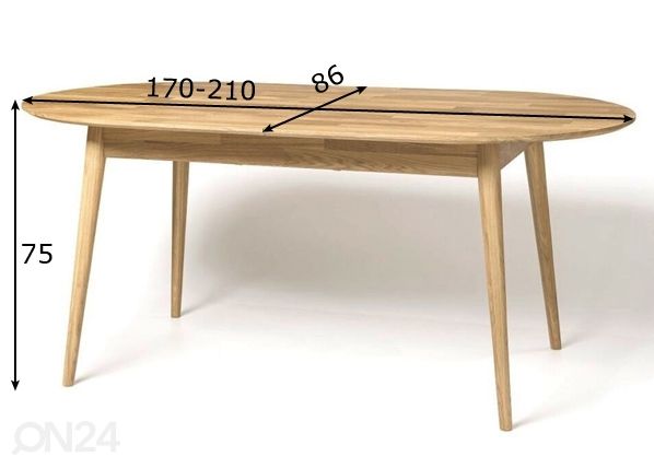 Удлиняющийся обеденный стол из массива дуба Scan 170-210x86 cm размеры