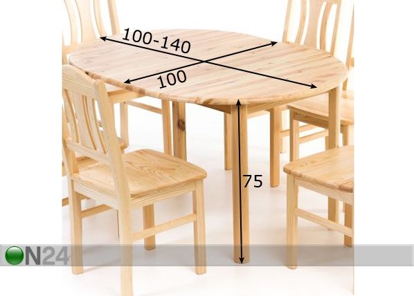Удлиняющийся обеденный стол 100x100-140 cm размеры