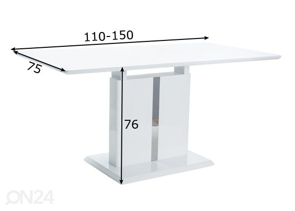 Удлиняющийся обеденный стол 110-150x75 cm размеры
