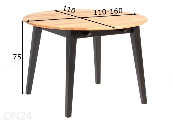 Удлиняющийся обеденный стол 110-160x110 cm размеры