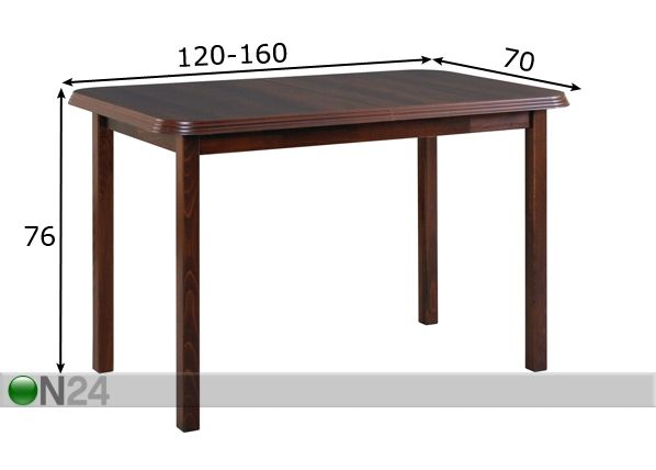 Удлиняющийся обеденный стол 120-160x70 cm размеры