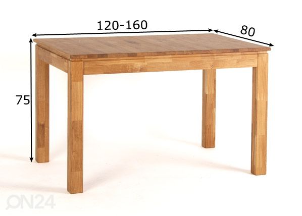 Удлиняющийся обеденный стол 120/160x80 cm размеры