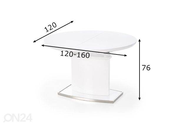 Удлиняющийся обеденный стол 120x120-160 cm размеры