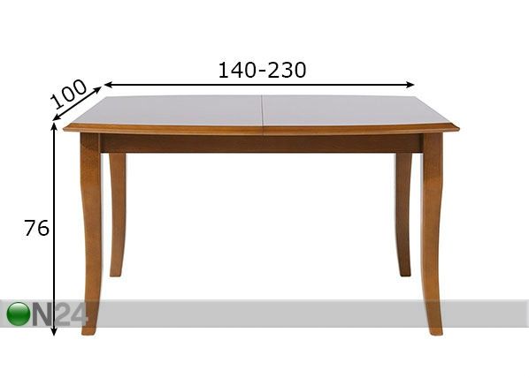 Удлиняющийся обеденный стол 140-230x100 cm размеры