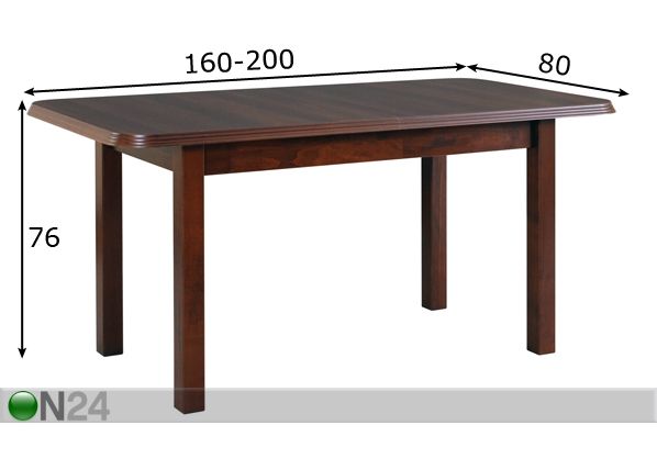 Удлиняющийся обеденный стол 160-200x80 cm размеры