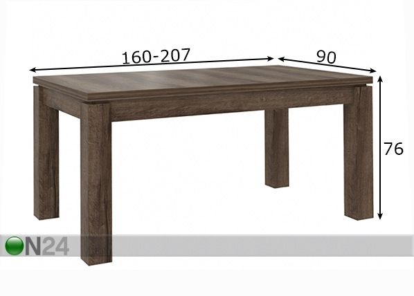 Удлиняющийся обеденный стол 160-207x90cm размеры