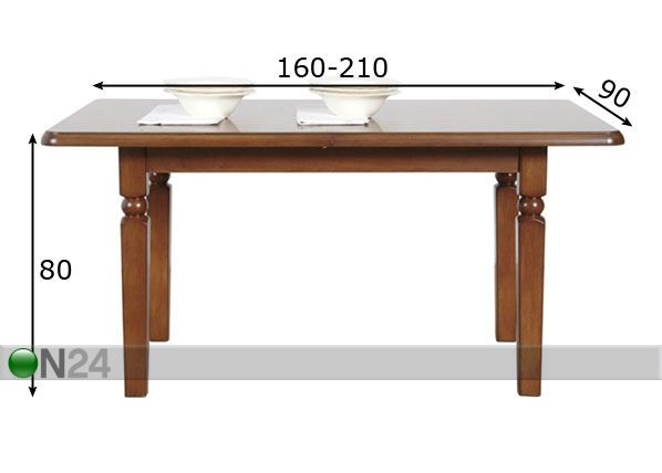 Удлиняющийся обеденный стол 160-210 cm размеры