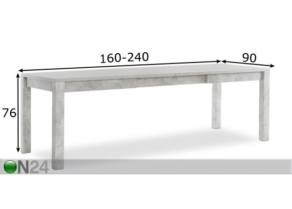 Удлиняющийся обеденный стол 160-240x90 cm размеры