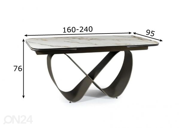 Удлиняющийся обеденный стол 160-240x95 cm размеры