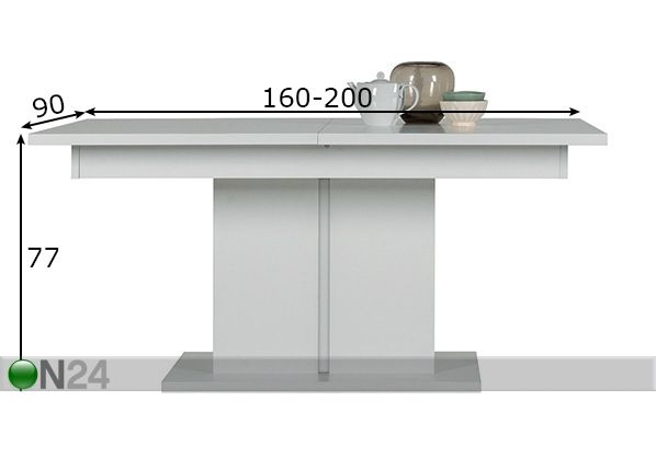 Удлиняющийся обеденный стол 160x200x90 cm размеры