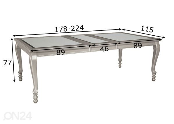 Удлиняющийся обеденный стол 178-224x115 cm размеры