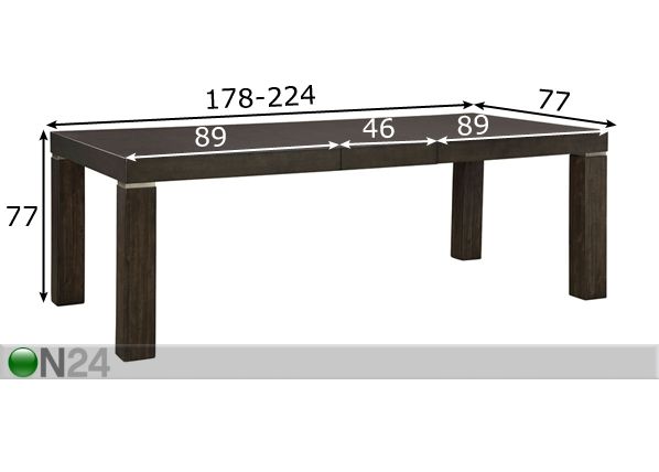 Удлиняющийся обеденный стол 178/224x77 cm размеры