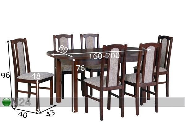 Удлиняющийся обеденный стол + 6 стула размеры