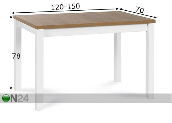 Удлиняющийся обеденный стол 70x120-150 cm размеры