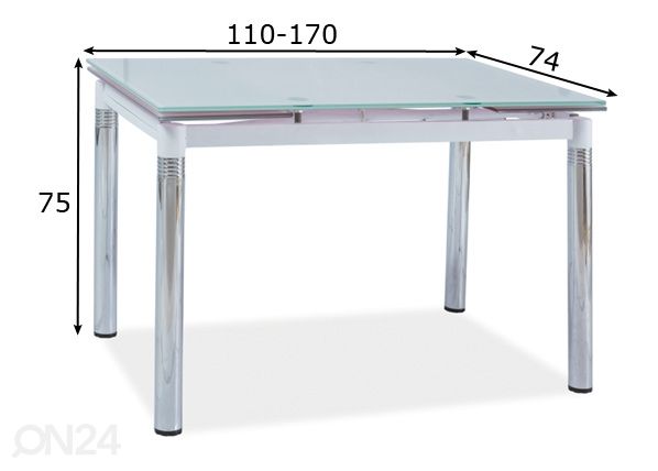 Удлиняющийся обеденный стол 74x110-170 cm размеры