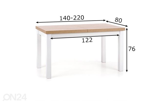 Удлиняющийся обеденный стол 80x140-220 cm размеры