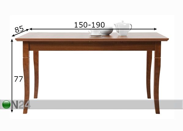 Удлиняющийся обеденный стол 85x150-190 cm размеры